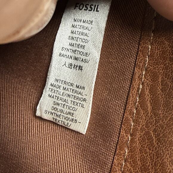 Fossil Logan RFID Stripe Zip Around Wallet Full Size Brown Black Logo Neutral - Picture 9 of 13